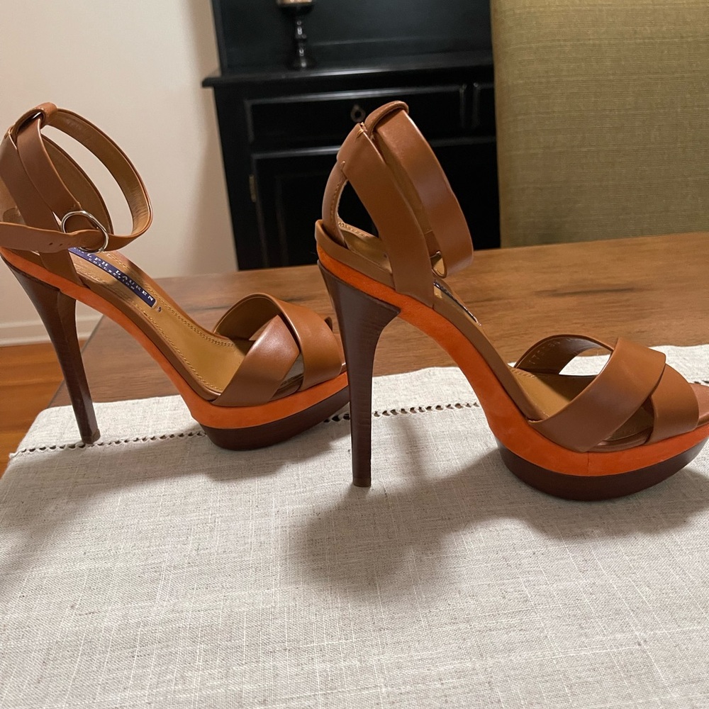 Ralph Lauren collection tan and orange plattforms